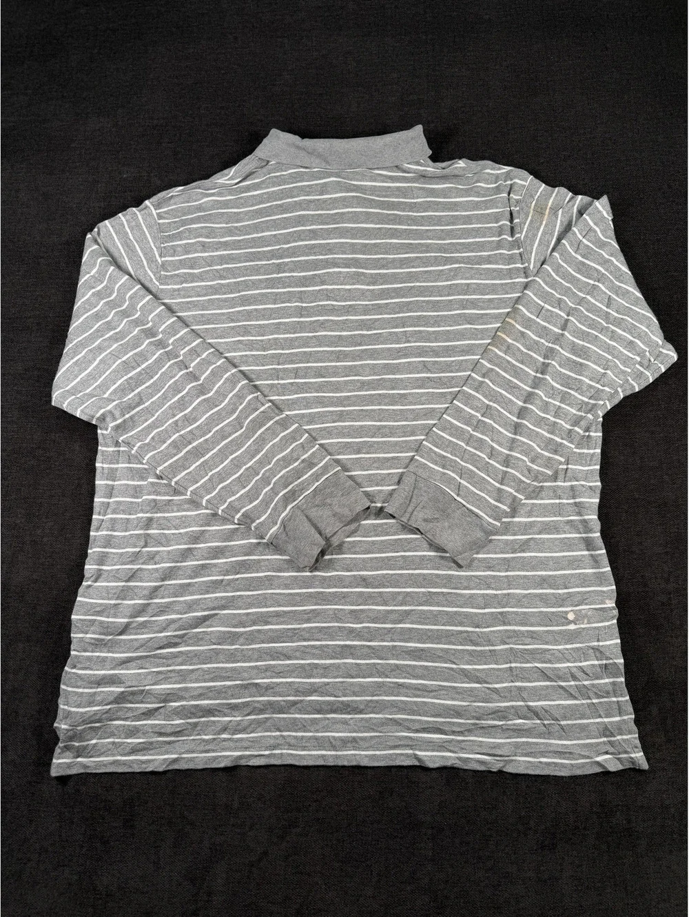 Polo Ralph Lauren Men's 2XLT Gray Striped Long Sleeve Polo Shirt